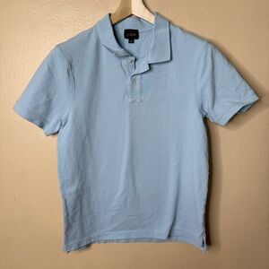 J. Crew Oarsman Shirt Mens Medium Sky Blue Polo Short Sleeve Classic Fit